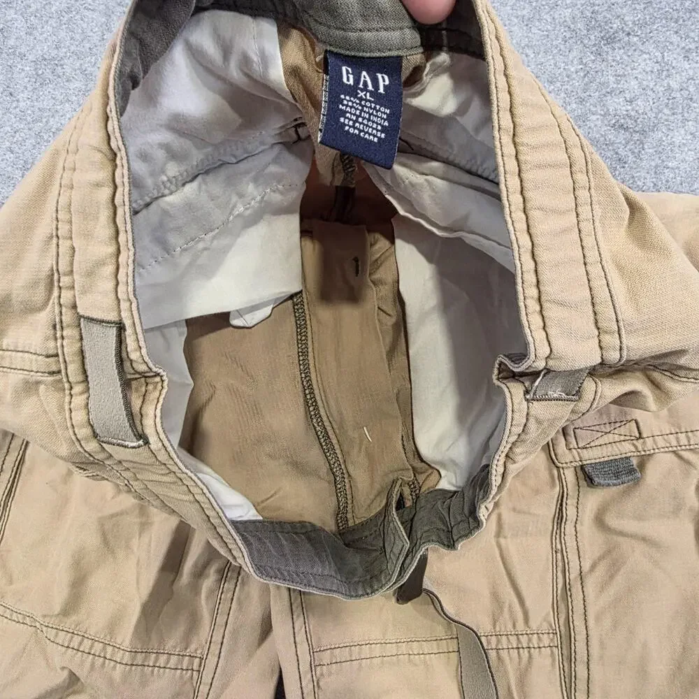 VTG Y2K Gap Pants Boys Youth XL Khaki‎ Cargo Elastic Hem Belted Outdoor Hiking